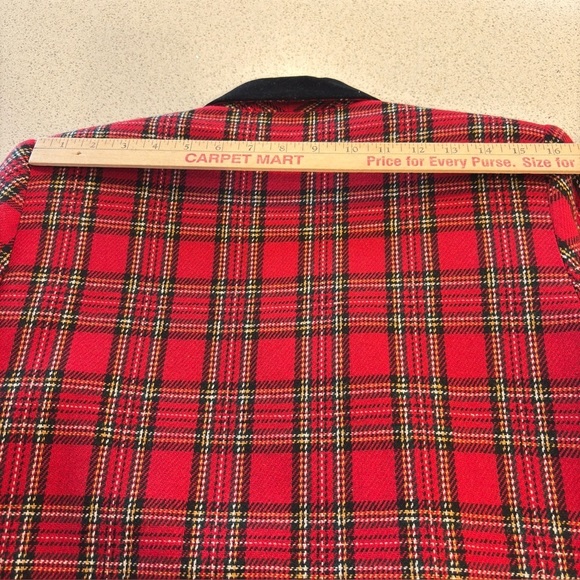 Sag Harbor Wool Blend Tartan Plaid Blazer Jacket Black Velvet Collar 10P Holiday - Picture 13 of 16